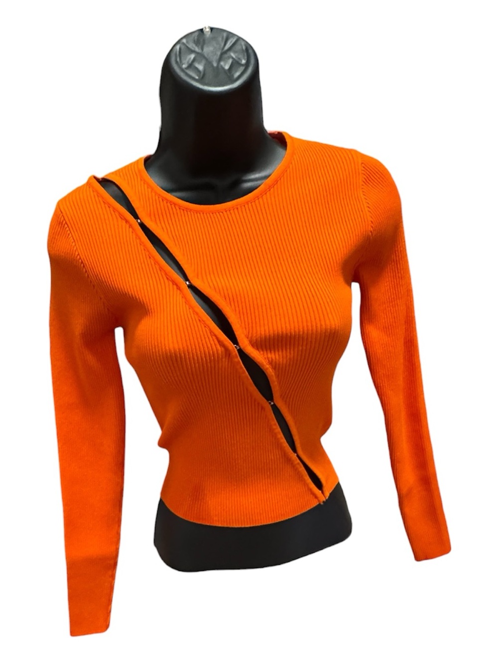 ✨ ANTIND Women’s Orange Ribbed Asymmetrical Knit Top (Size S) ✨
